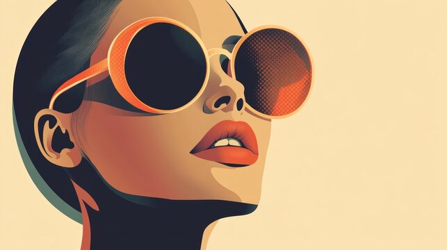 Stylish woman in round sunglasses - Powered by Adobe