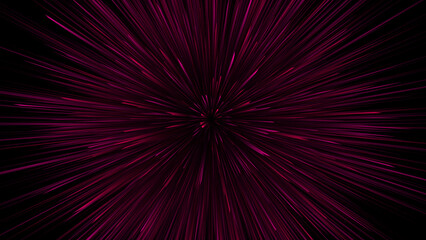 Obraz premium Vibrant radial motion burst in pink color palette, abstract digital speed concept in deep space.