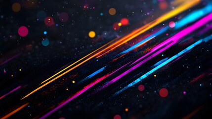 Vibrant Colorful Abstract Background with Light Trails and Bokeh Effects
