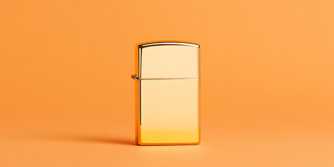 Golden Metal Lighter: A sleek, shiny lighter with a flip-top design, perfect for lighting up. Simplicity meets function in this elegant piece.