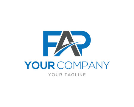 Modern FAP letter logo design elegant blue and gray vector template for brand identity