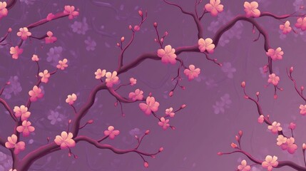 Delicate cherry blossoms in a soft purple background