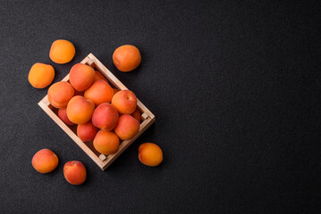 Fresh ripe fruit apricots are red yellow in color