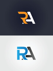 Elegant RA lettermark logo design vector template showcasing creative initial combination in different color options for business identity