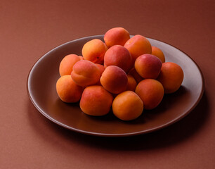 Fresh ripe fruit apricots are red yellow in color