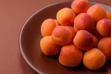 Fresh ripe fruit apricots are red yellow in color