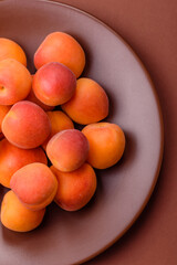 Fresh ripe fruit apricots are red yellow in color