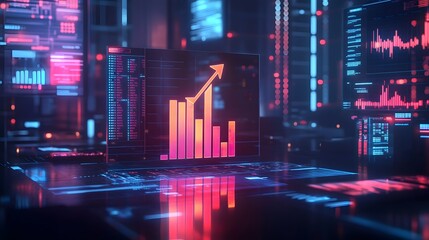 Colorful Data Visualization Chart with Trend Indicator for Analysis