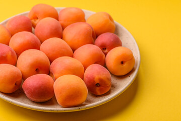 Fresh ripe fruit apricots are red yellow in color