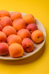 Fresh ripe fruit apricots are red yellow in color