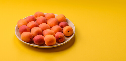 Fresh ripe fruit apricots are red yellow in color