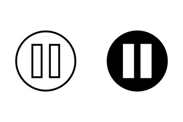 Pause icon set in circle. Media player control button. Vector.	
