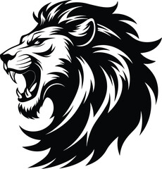 Roaring lion silhouette, Silhouette art illustration of a roaring lion