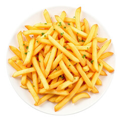 Plate of French Fries on Transparent Background