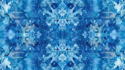 Abstract floral, icy blue pattern