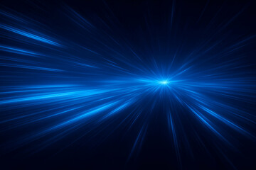 Vibrant blue light rays in dark background.