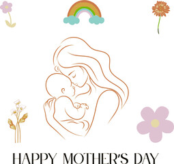 vector illustration of a mother and her kid