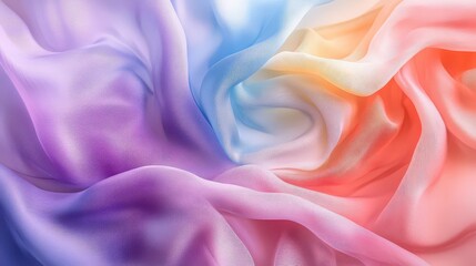 Fototapeta premium Close up of flowing pastel colored fabric with soft folds and gentle color gradients and light texture