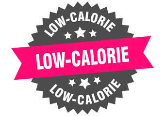 low-calorie. low-calorie round pink label isolated on transparent background