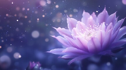 Purple Cactus Flower Blooming in Magical Night
