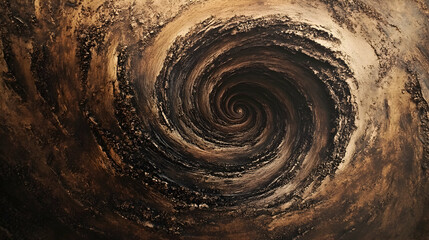 Abstract swirling vortex shape in shades of brown and tan.