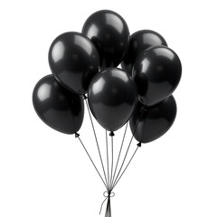 Set of Black Balloons on Transparent Background