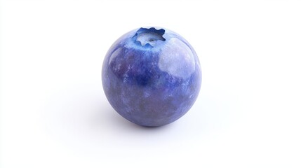 Fototapeta premium Discover the exquisite details of a single blueberry resting gracefully on a pristine white background, showcasing its natural bloom texture and vibrant colors in stunning macro photography