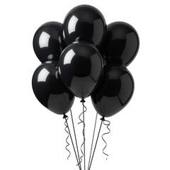 Set of Black Balloons on Transparent Background