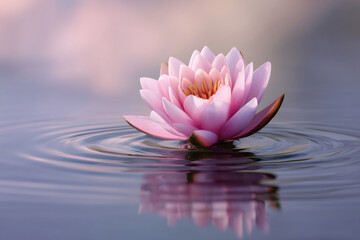 Graceful Lotus and Water Ripples in Harmony