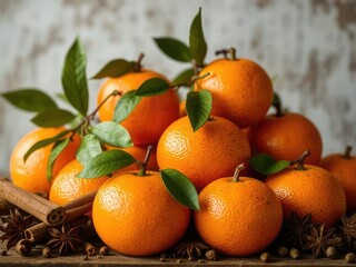 Fresh Oranges, Cinnamon, and Anise Spices