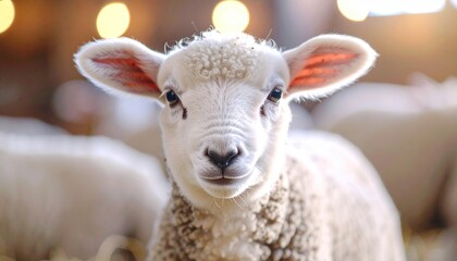 Cute Lamb in Barn.