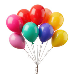 Set of Colorful Balloons on Transparent Background