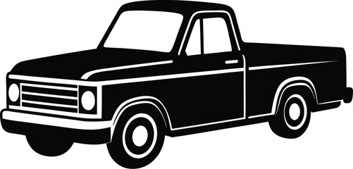 Classic American Pickup Truck Silhouette Bold Black Outline