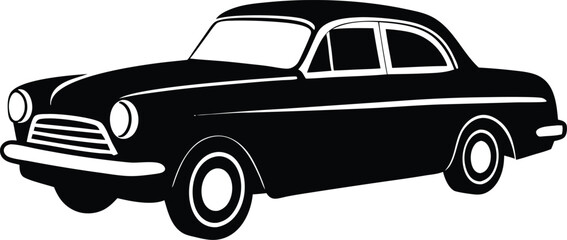 Classic American 1950s Car Silhouette Retro Vector Illustration