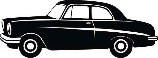 Classic American 1950s Car Silhouette Retro Vector Illustration