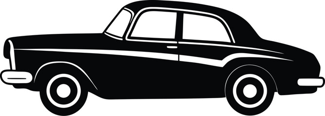 Classic American 1950s Car Silhouette Retro Vector Illustration