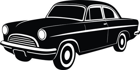 Classic 1950s American Car Silhouette Retro Vector Graphic