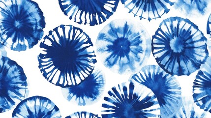 Abstract indigo tie-dye circular patterns