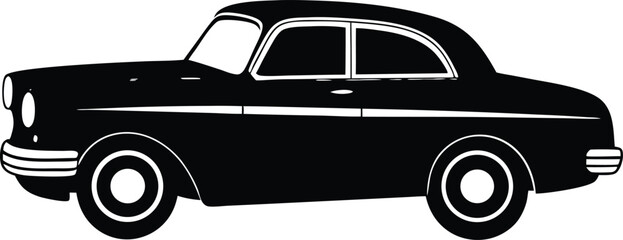 Classic American 1950s Car Silhouette Retro Vector Illustration