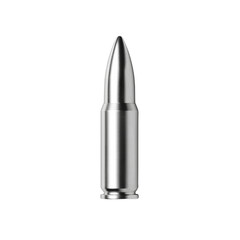 A silver bullet is sitting on a white background