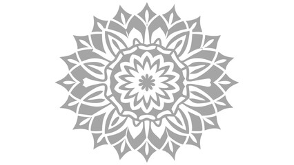 Circular Mandala Pattern Light Gray on White Background.