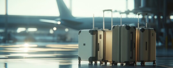Airport Luggage: Three Suitcases Await Departure