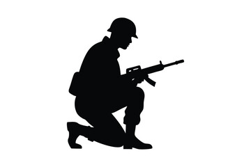 Army soldier silhouette Vector bundle  illustration