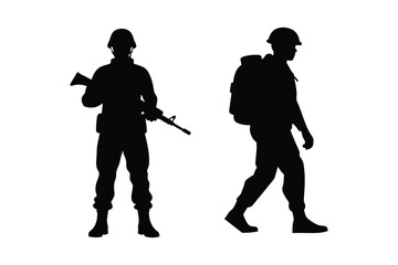 Army soldier silhouette Vector bundle  illustration