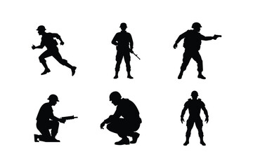 Army soldier silhouette Vector bundle  illustration