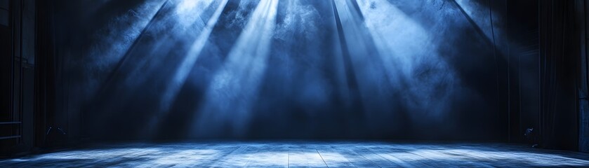 Obraz premium Dramatic stage lighting illuminates empty performance space.