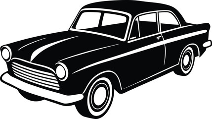 Classic American 1950s Car Silhouette Retro Vector Design