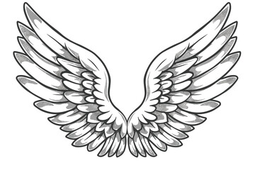 Obraz premium Sketch angel wings. Angel feather wing. Vector illustration.