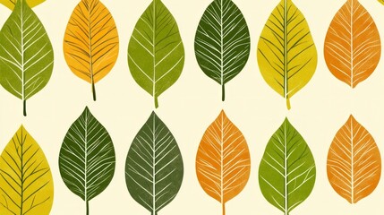 Autumn leaves pattern, various colors