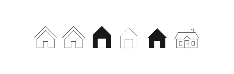  Collection of Home Icons. Vector web home icon, building symbol. House. Vector Building Illustration